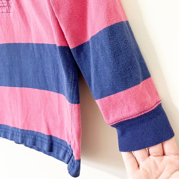 Polo by Ralph Lauren Vintage Pink Blue Colorblock Rugby Long Sleeve Shirt Size 5 - Picture 4 of 7